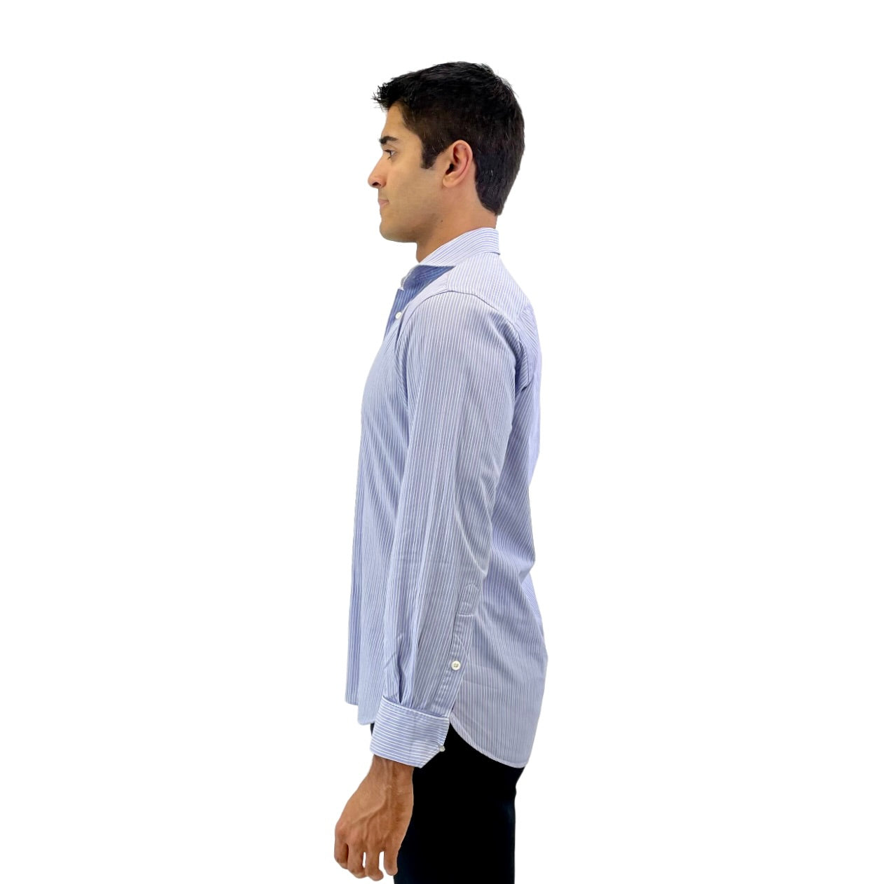 RealReal,Phineas Cole, Phineas Cole Lavender Striped Dress Shirt with One-Button Mitered Cuffs, Purple, Medium-43-Tag43