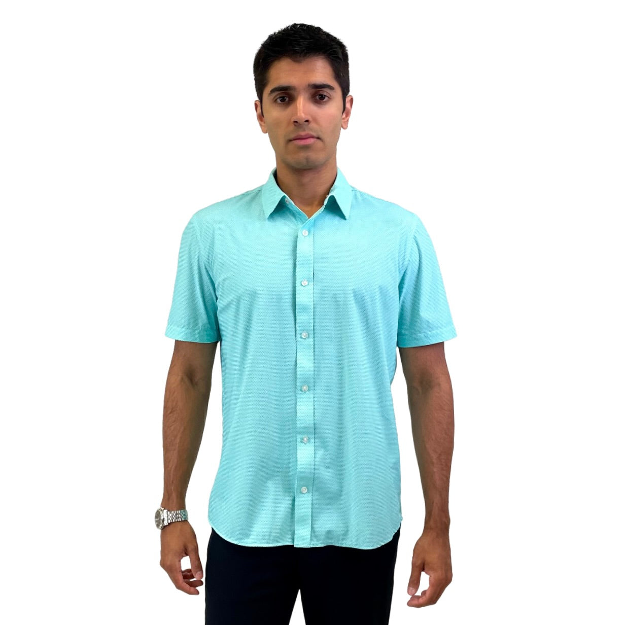 Wholesale,Flag & Anthem, Flag & Anthem Mint Geo Print Performance Short Sleeve Shirt, Green, Medium-44-TagM