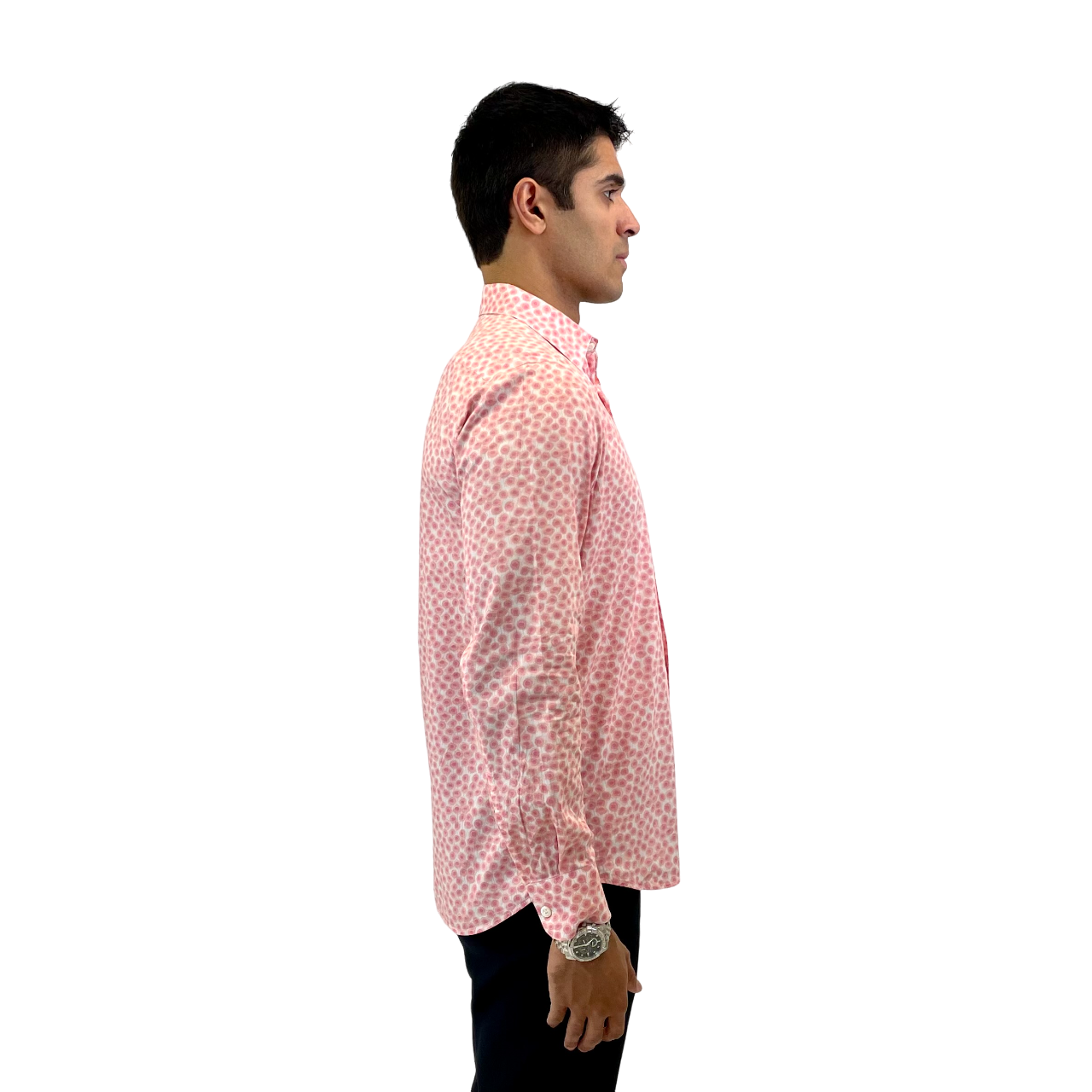 RealReal,Agnes B, Agnes B. Pink Floral Polka Dot Print Long Sleeve Dress Shirt, Pink, Medium-41-TagS