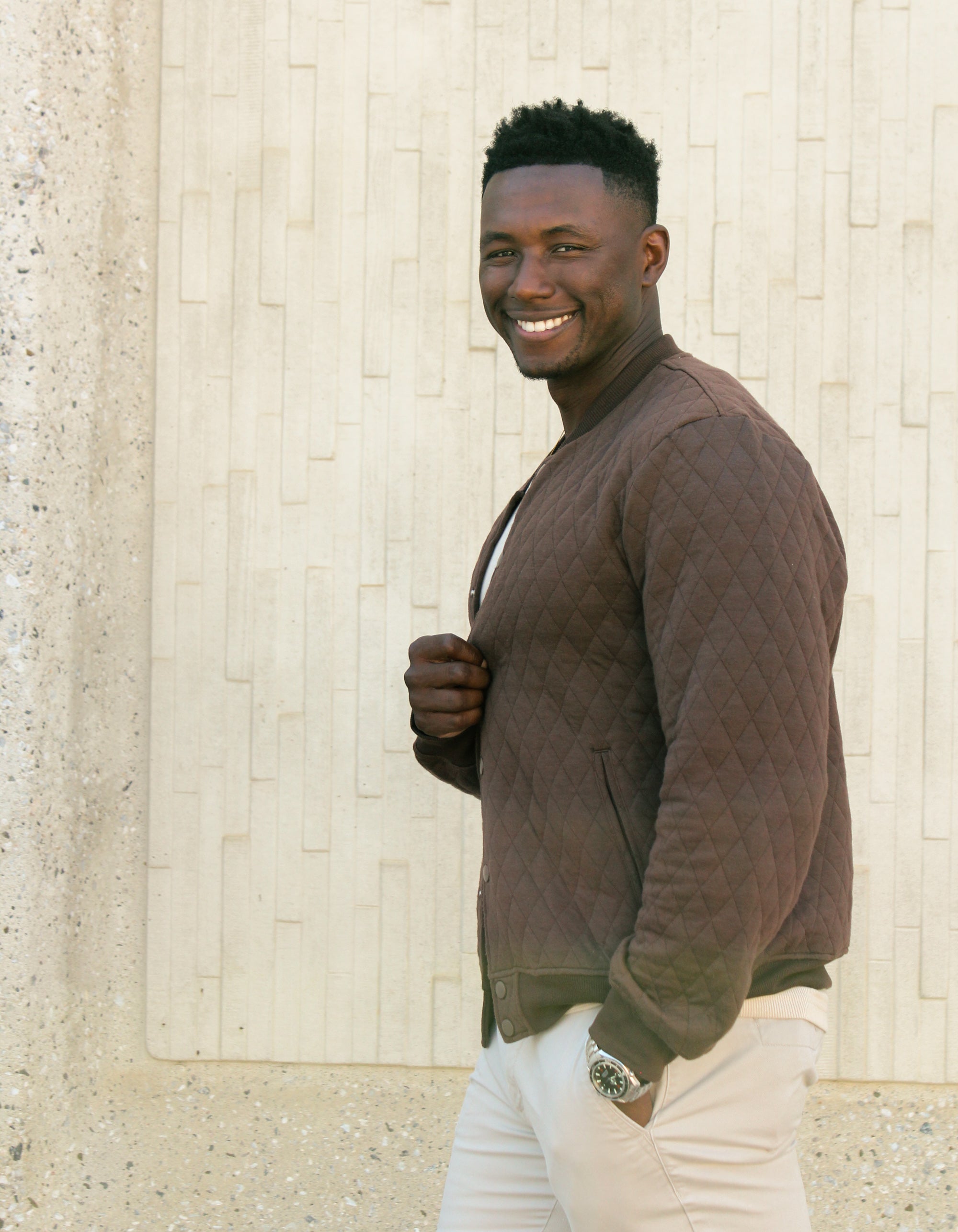 Other,Sovereign Code, Sovereign Code Brown Diamond Quilted Yale Cardigan, Brown, Medium-44-TagMLarge-46-TagLSmall-42-TagSExtra Large-50-TagXL