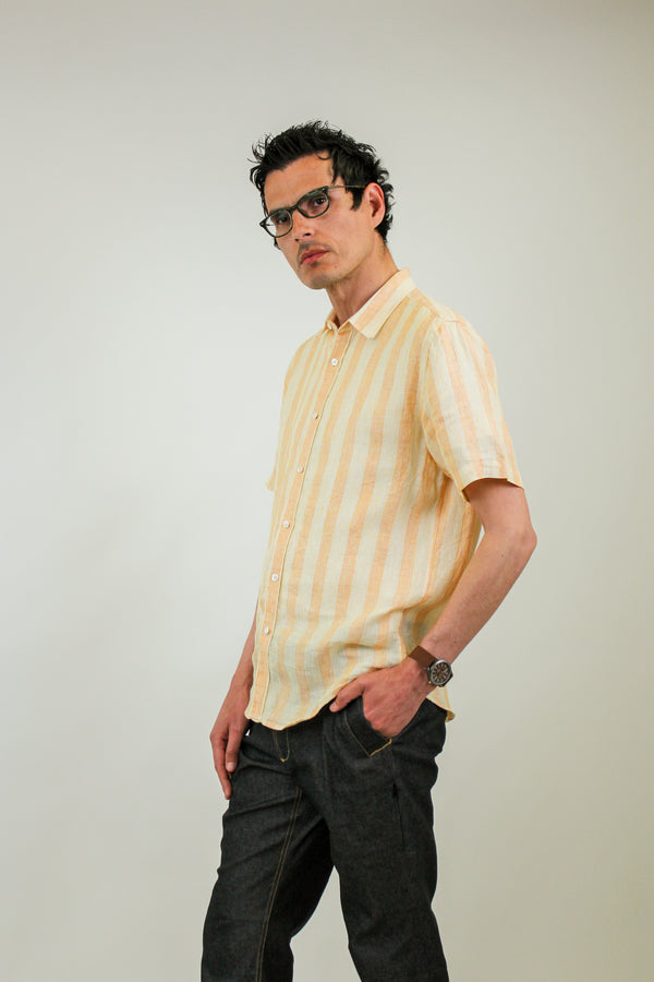 Stitch Note Orange Yarn Dyed Stripe The Redford Wide Interwoven Shirt