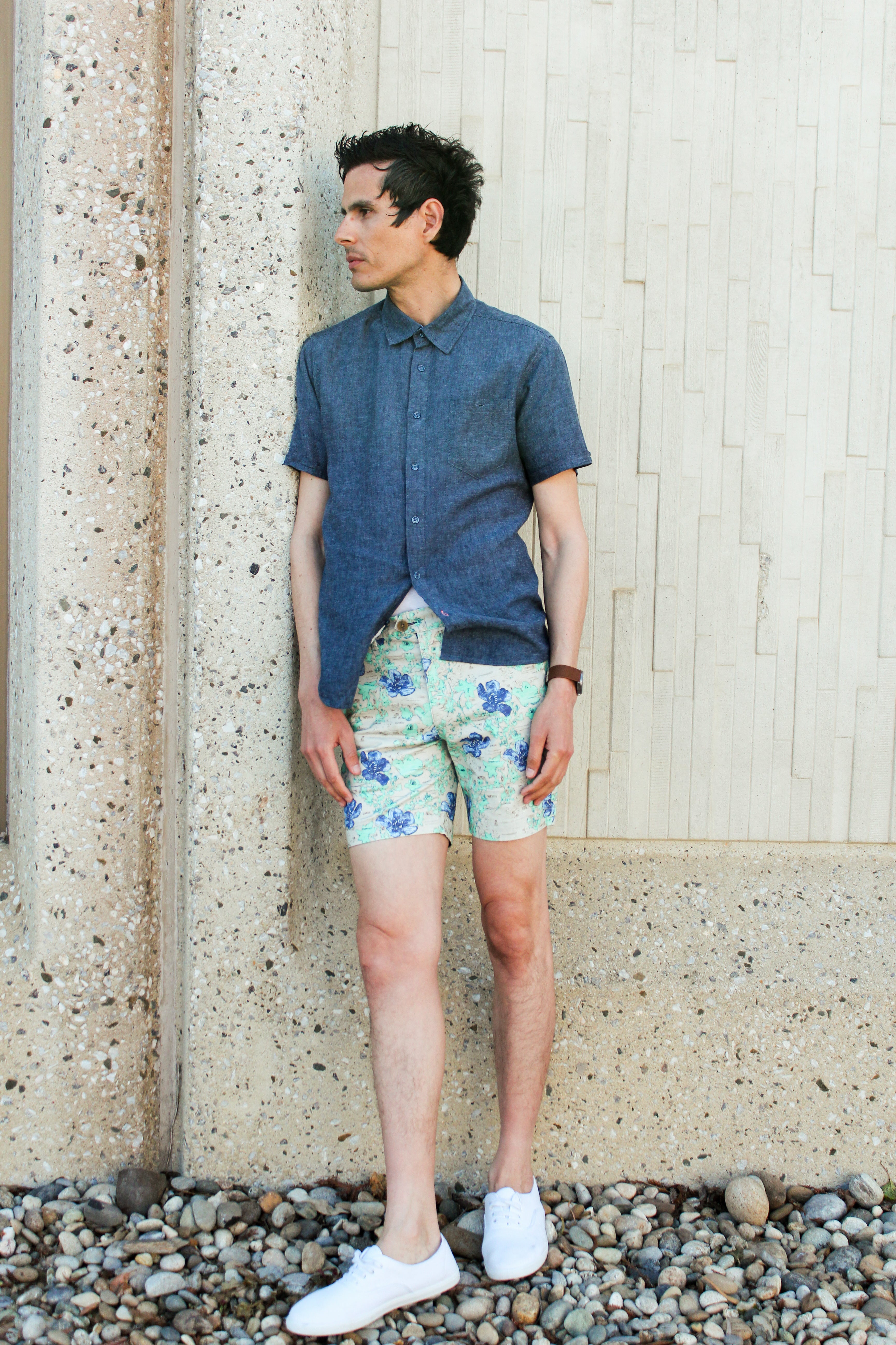 Brand Partner,Lords of Harlech, Lords of Harlech Tan/Blue Hibiscus Print 7