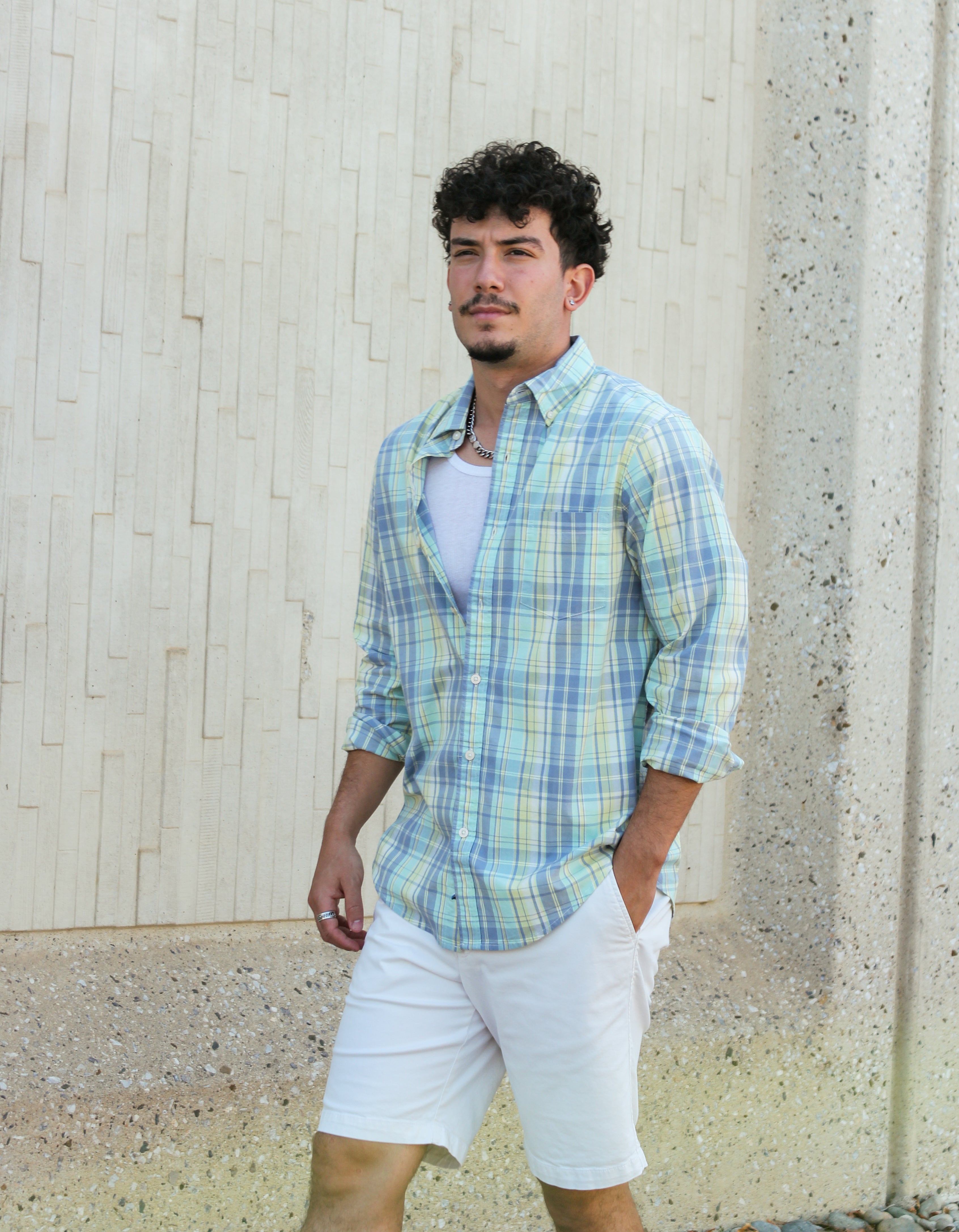 Brand Partner,Tailor Vintage, Tailor Vintage Yellow/Green Plaid Airotec Stretch Poplin Long Sleeve Shirt, Yellow, Small-41-TagSMedium-44-TagMExtra Large-51-TagXLExtra Extra Large-55-TagXXLLarge-47-TagL