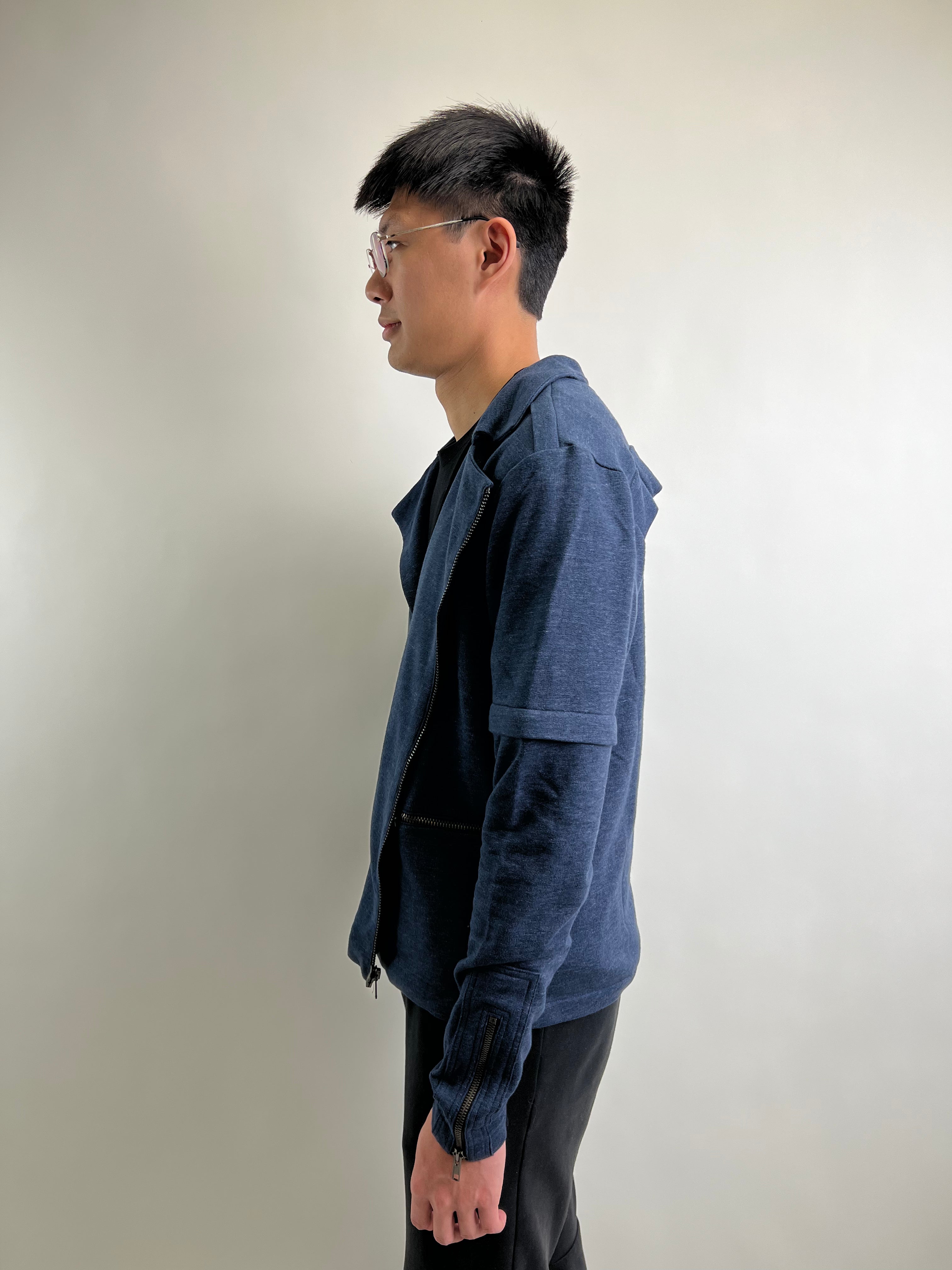 Wholesale,Reesedeluca, Reese De Luca Navy Jacket with Removable Sleeves, Blue, Medium-42-TagM