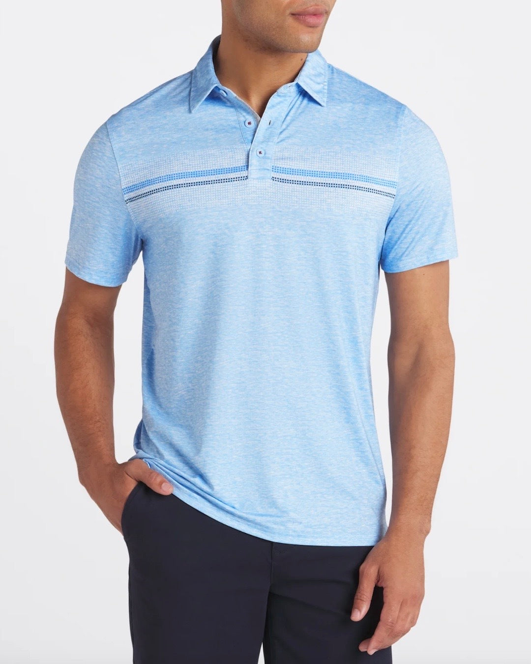 Wholesale,Flag & Anthem, Flag & Anthem Blue Peoria Ombre Stripe Performance Polo, Blue, Small-40-TagS