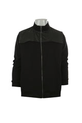 Jakamen Black Mockneck Full Zip Knit Jacket With Nylon Detail