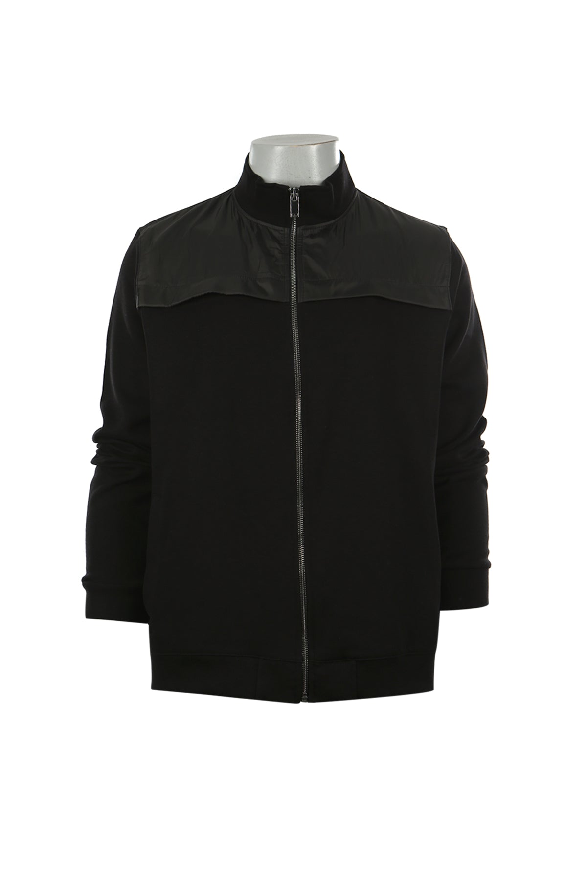 Wholesale,Jakamen, Jakamen Black Mockneck Full Zip Knit Jacket With Nylon Detail, Black, Large-46-TagL