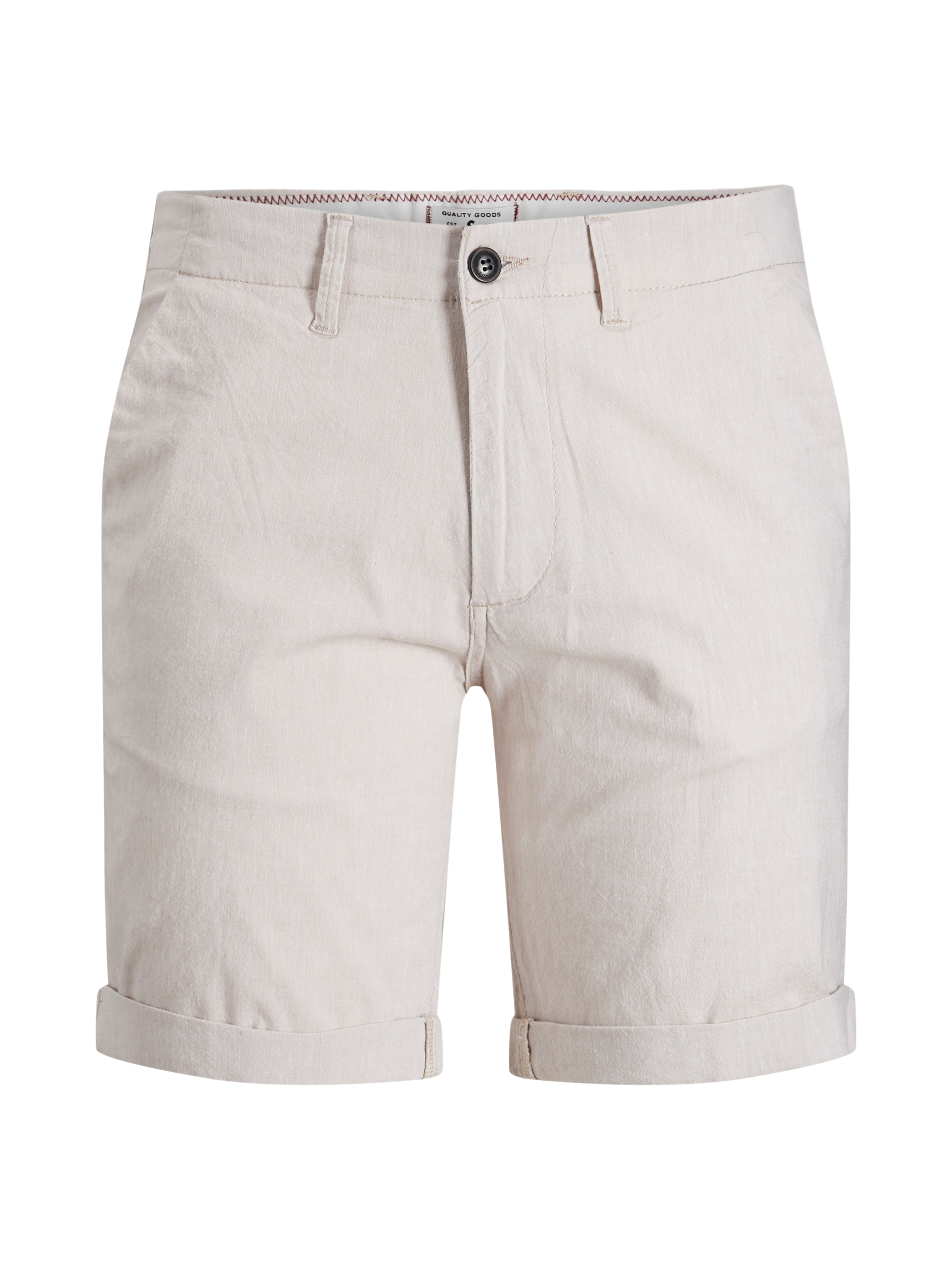 Wholesale,Jack & Jones, Jack & Jones Cream Heathered Linen Blend Rolled Hem Chino Shorts, Cream, 36W-8.5L-TagXL