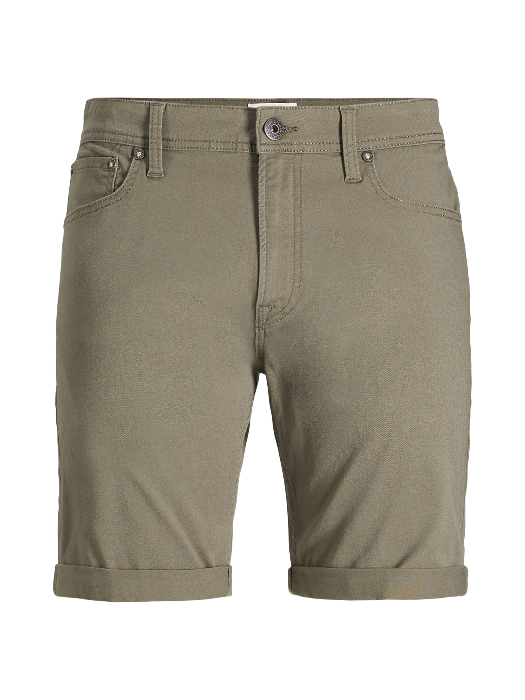 Wholesale,Jack & Jones, Jack & Jones Olive Green Five Pocket Stretch Slim Rolled Hem Denim Shorts, Green, 36W-9L-TagL