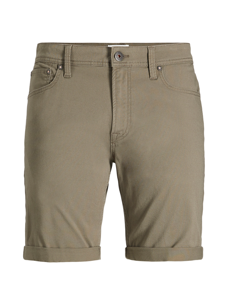 Jack & Jones Olive Green Five Pocket Slim Rolled Hem Denim Shorts