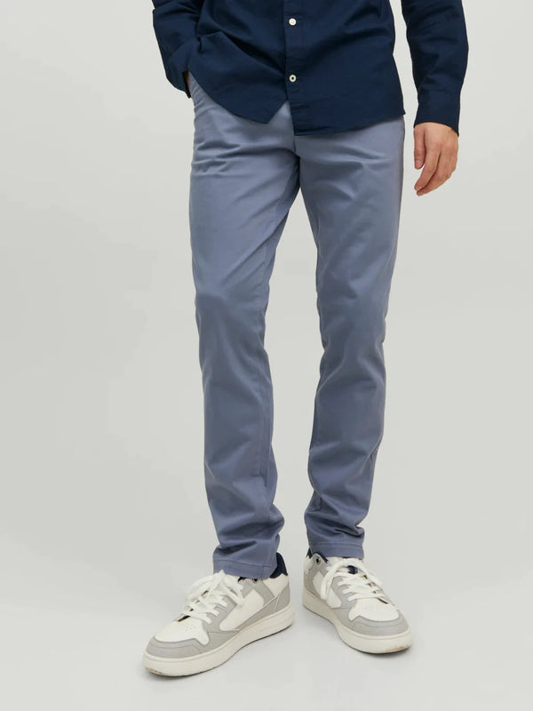 Jack & Jones Pastel Blue Grey Tapered Slim Fit Chinos