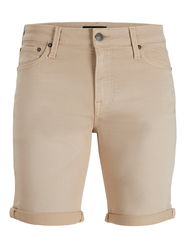 Jack & Jones Tan Five Pocket Stretch Slim Rolled Hem Denim Shorts