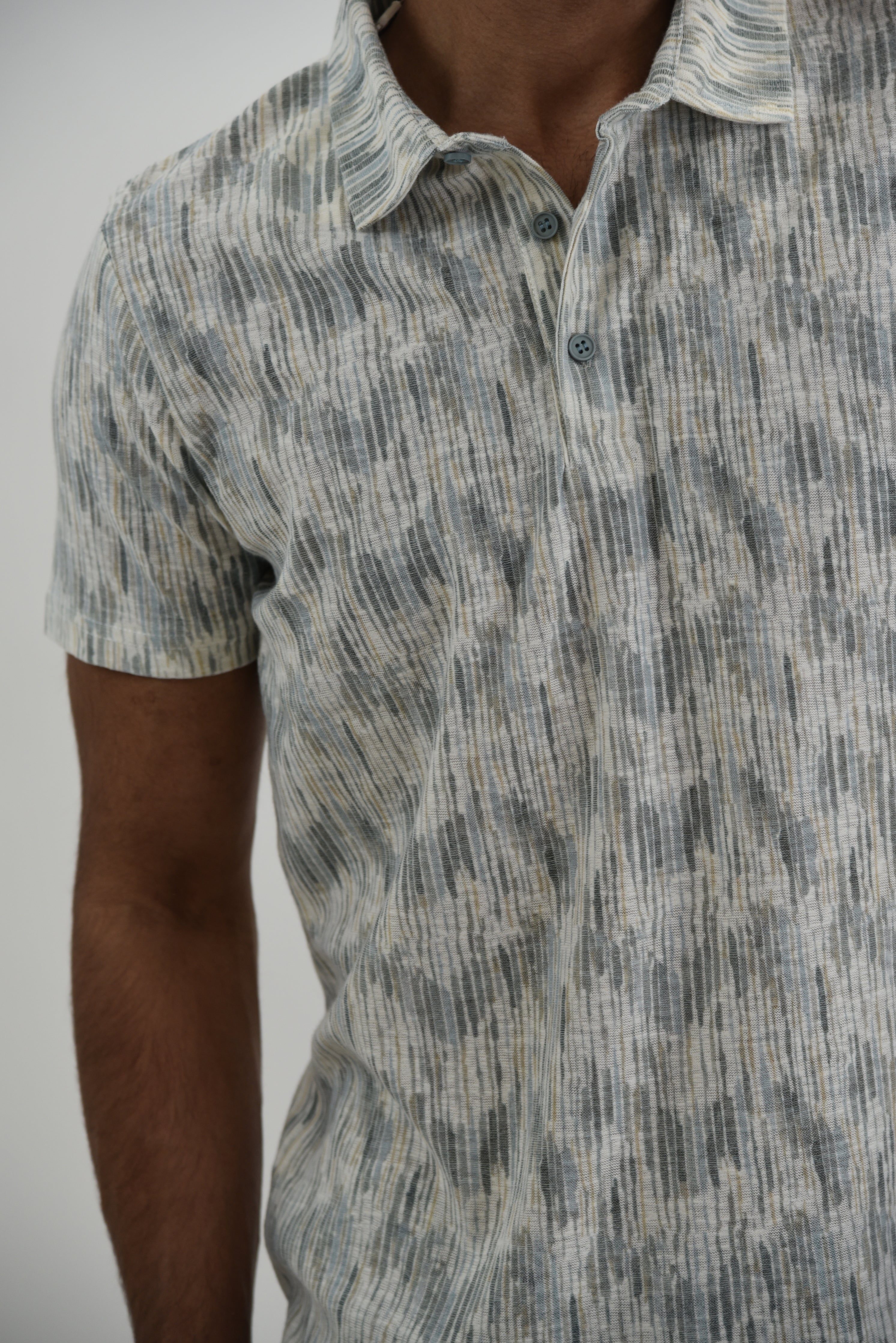 Wholesale,Jakamen, Jakamen Pastel Green Abstract Print Knit Polo, Green, Medium-42-TagM