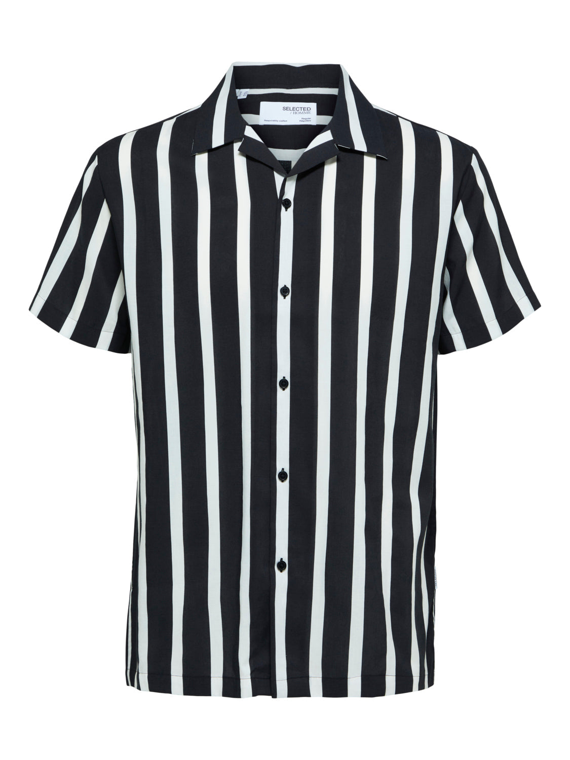 Wholesale ,Selected Homme, Selected Homme Jet Black Stripe Short Sleeve Shirt, Black, Small-42-TagS