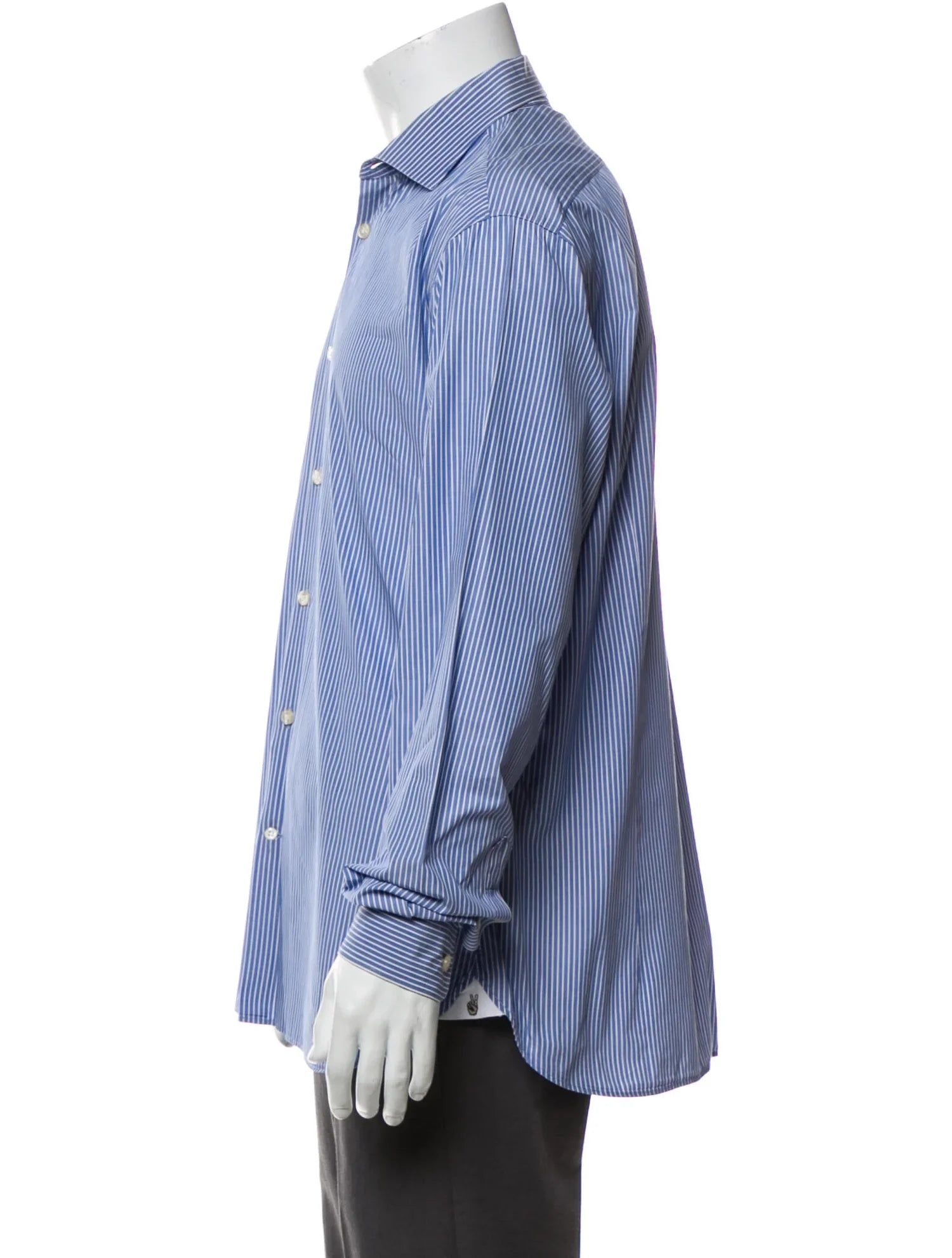 The RealReal,John Varvatos, John Varvatos Blue Pinstripe Slim Fit Long Sleeve Button Up Shirt, Blue, Large-45-TagL