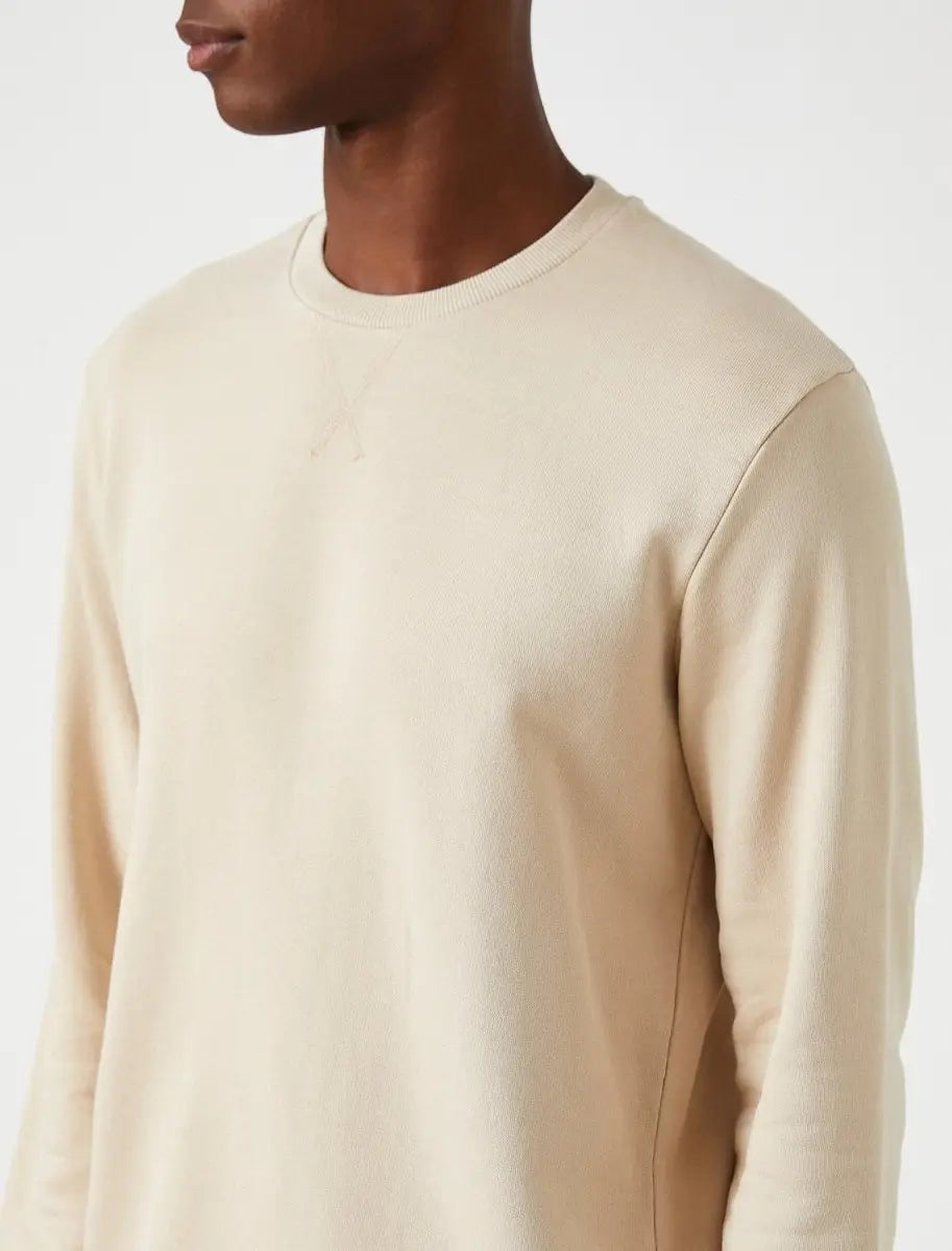 Faire,Koton, Koton Beige Crewneck Sweatshirt, Tan, Large-46-TagL
