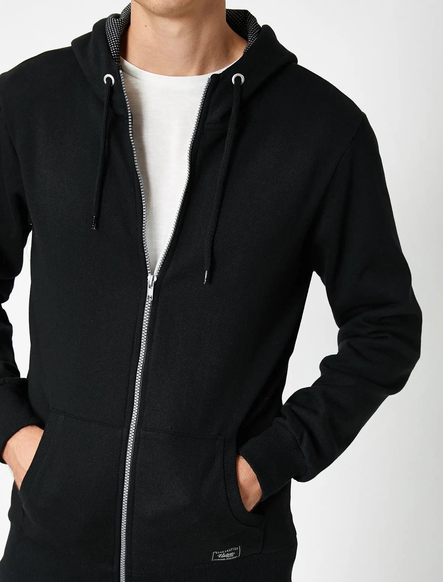 Faire,Koton, Koton Black Full Zip Hoodie, Black, Extra Extra Large-44-TagXXL