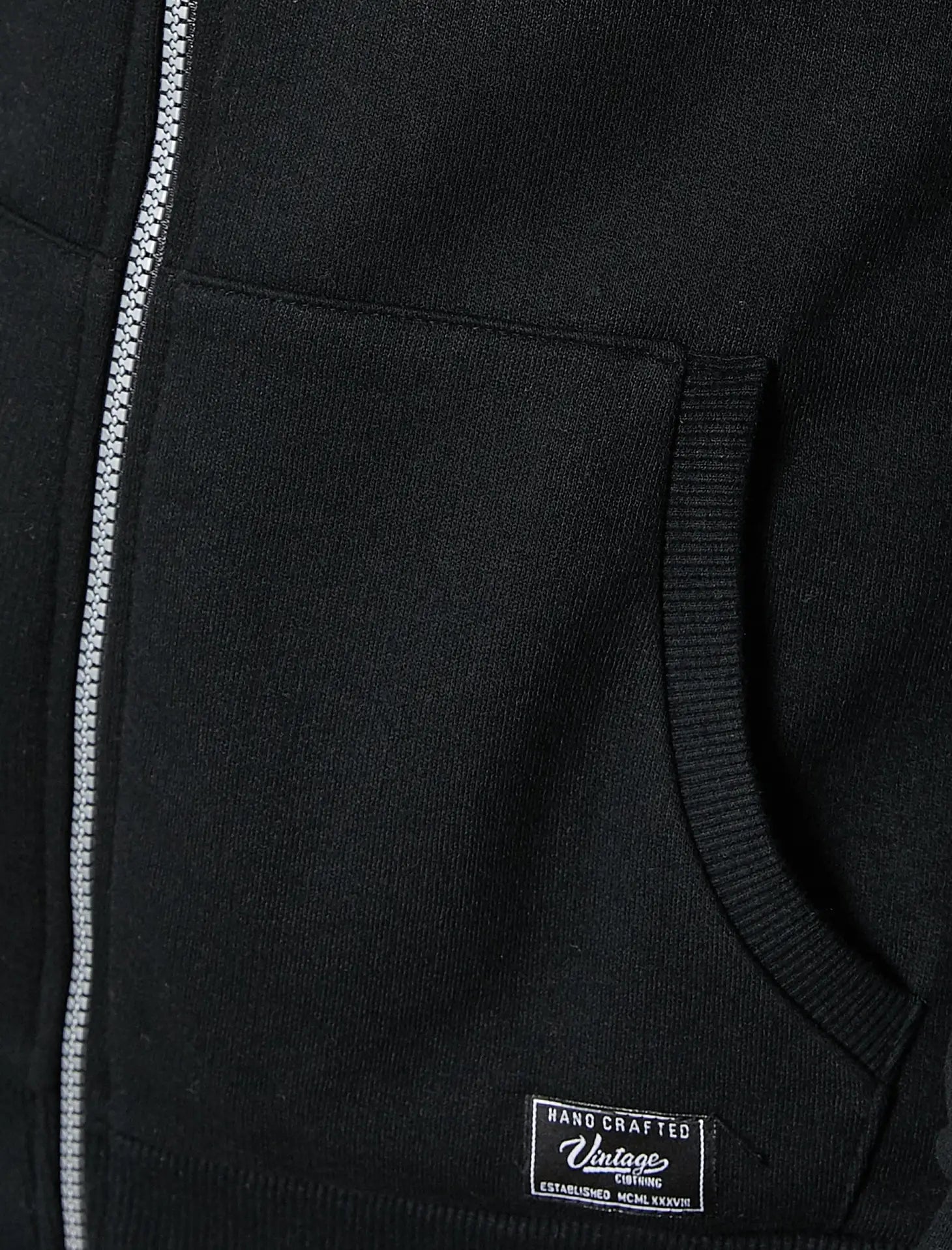Faire,Koton, Koton Black Full Zip Hoodie, Black, Extra Extra Large-44-TagXXL