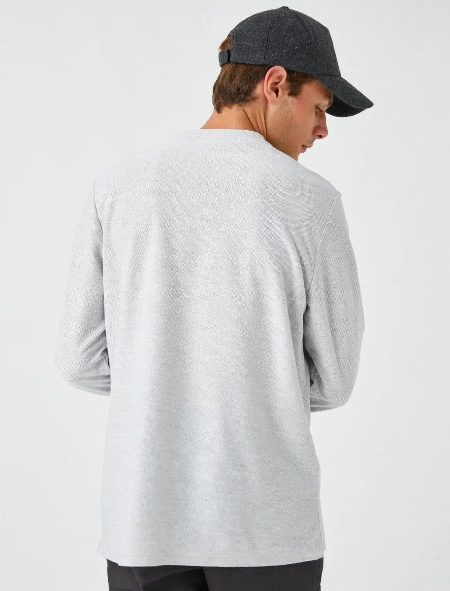 Faire,Koton, Koton Light Grey Lightweight Crewneck Sweatshirt, Grey, Large-45-TagL
