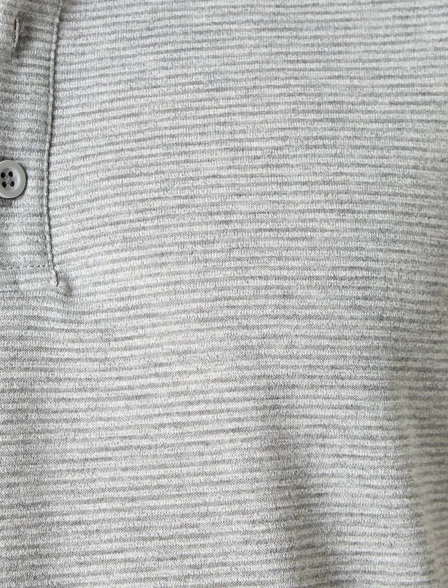 Faire,Koton, Koton Light Grey Micro Stripe Jersey Knit Short Sleeve Polo, Grey, Extra Large-46-TagXXL