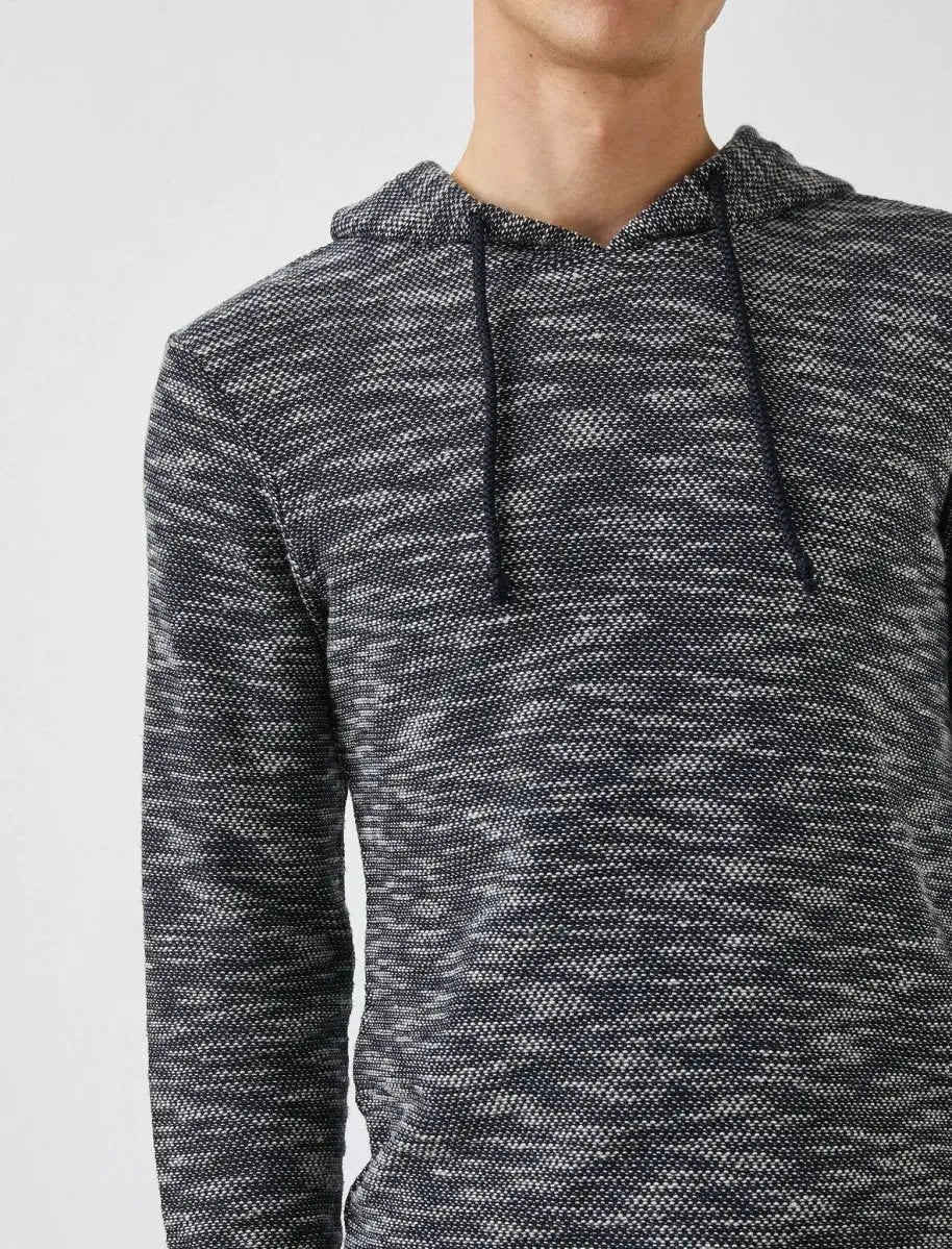Faire,Koton, Koton Navy Slubbed Texture Long Sleeve Hoodie, Blue, Medium-40-TagXL