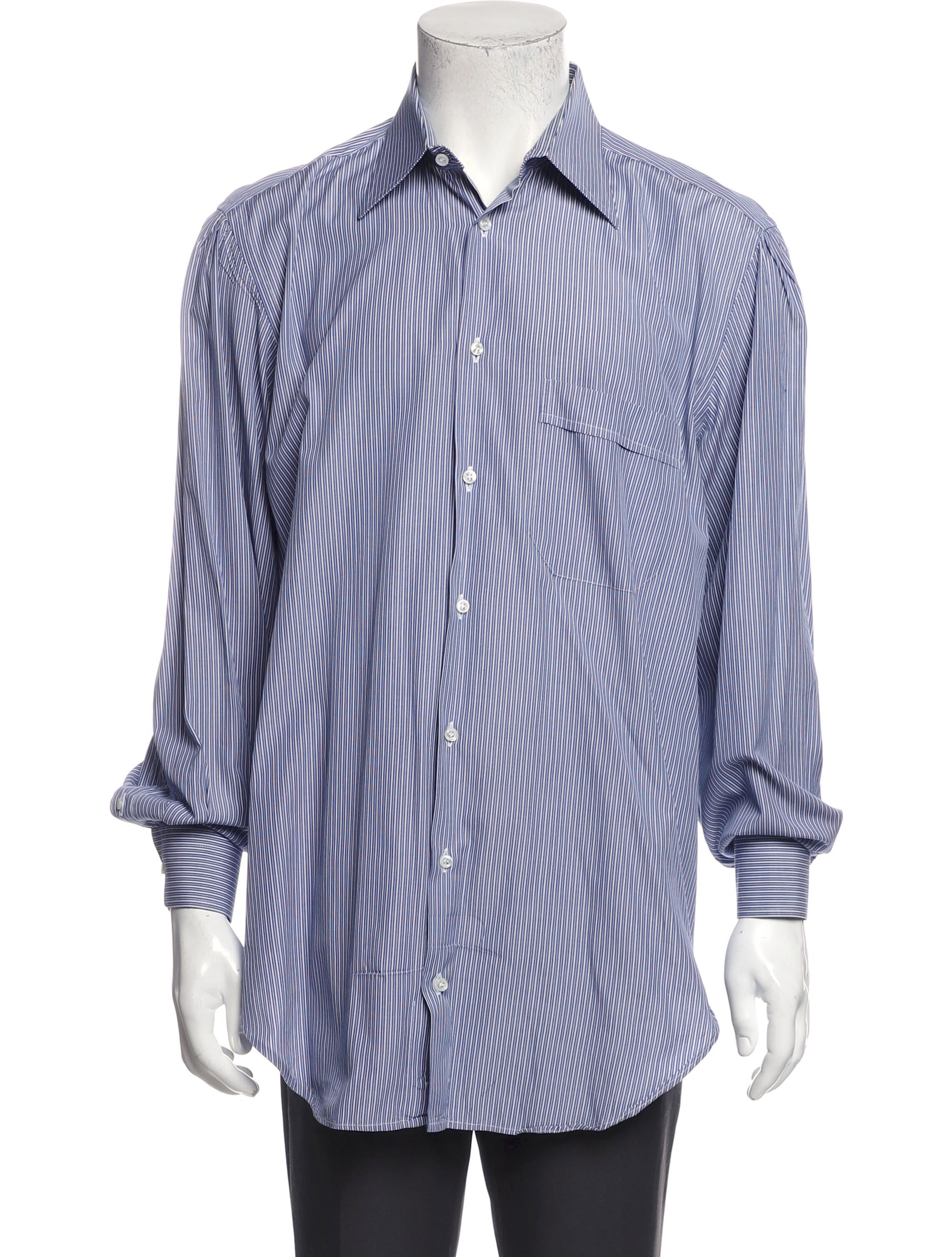 The RealReal,Luciano Barbera, Luciano Barbera Blue Striped Button Up Shirt, Blue, Extra Large-47-TagXL