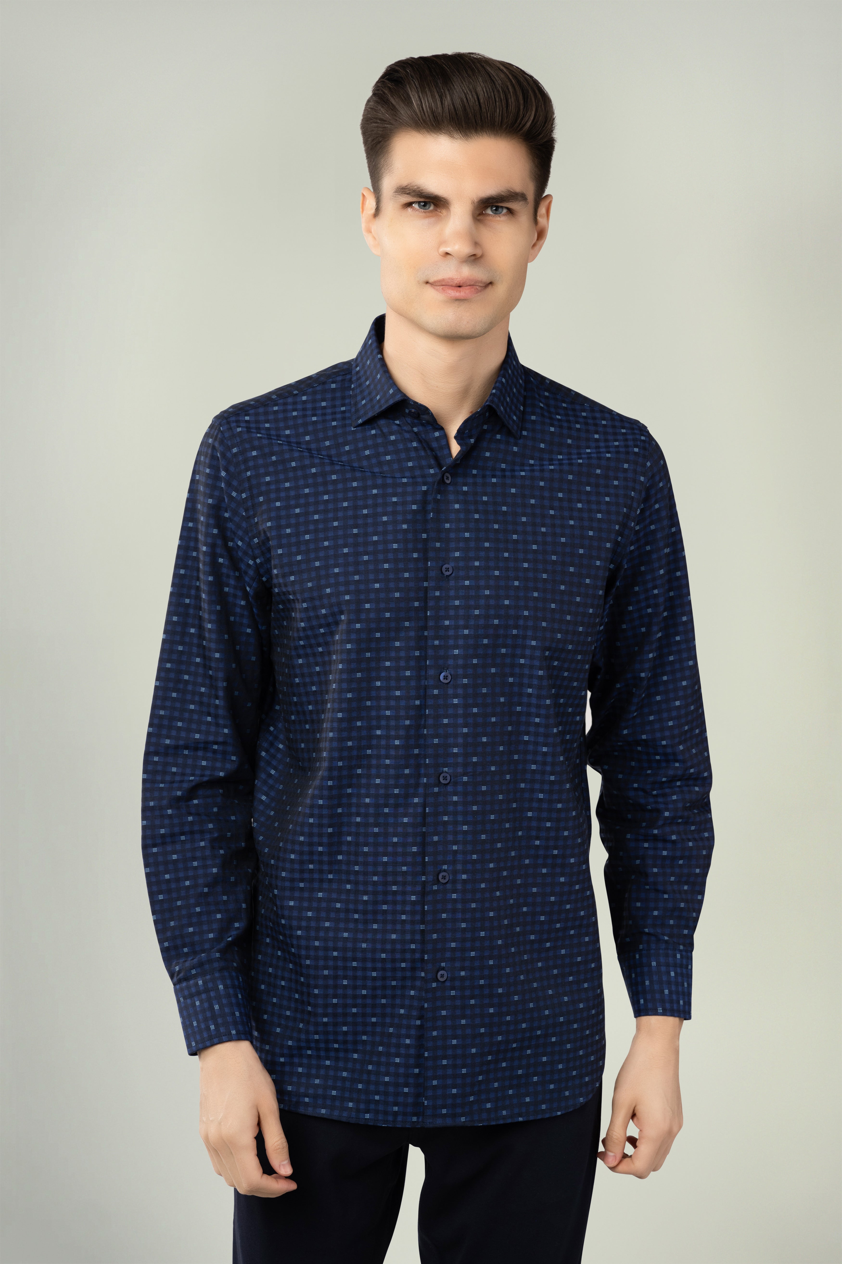Wholesale,Luchiano Visconti, Luchiano Visconti Navy Geo Print Shirt, Blue, Extra Extra Large-51-TagXXL