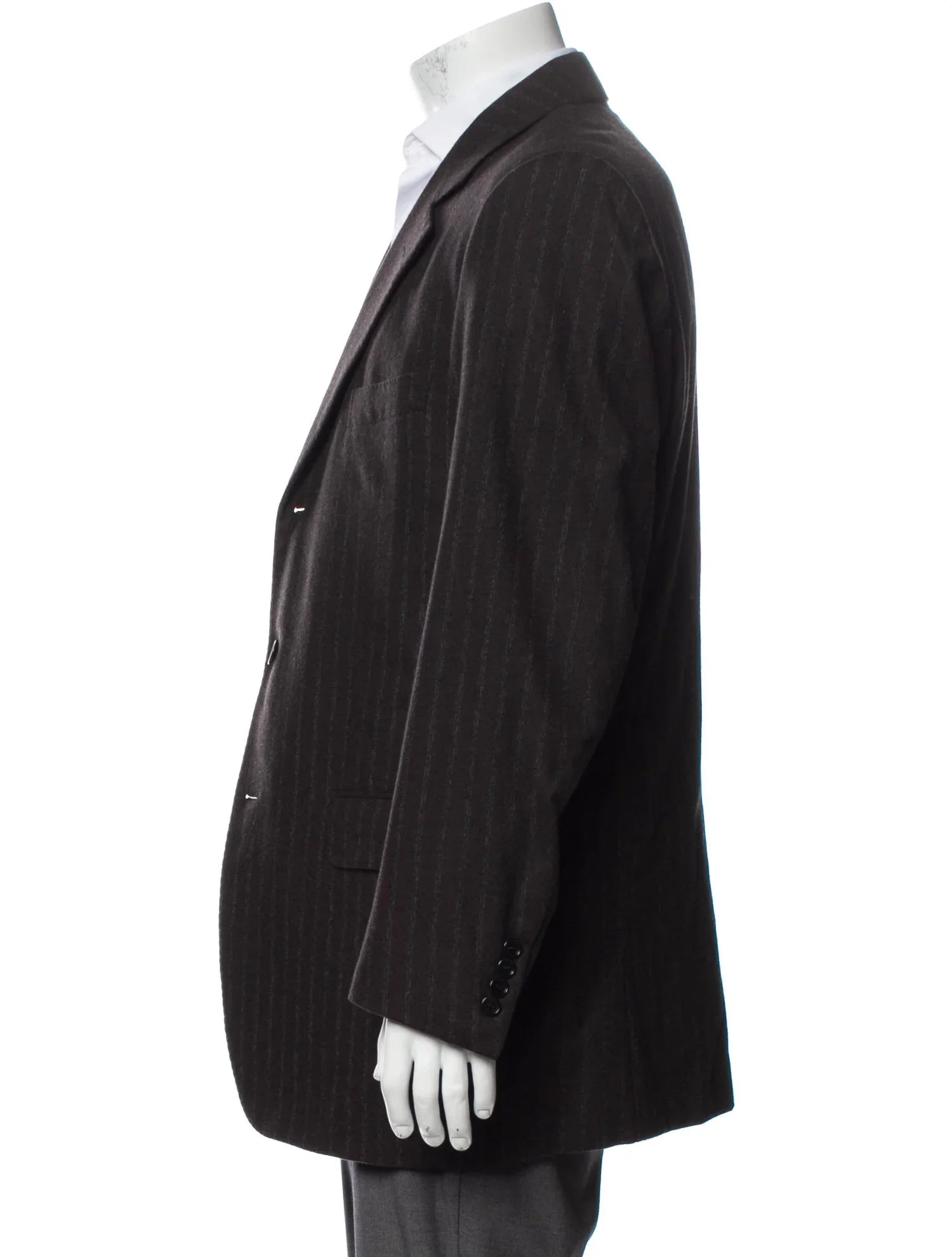 The RealReal,Lanvin, Lanvin Dark Brown Pinstripe Wool Blazer, Brown, Medium-44-Tag44