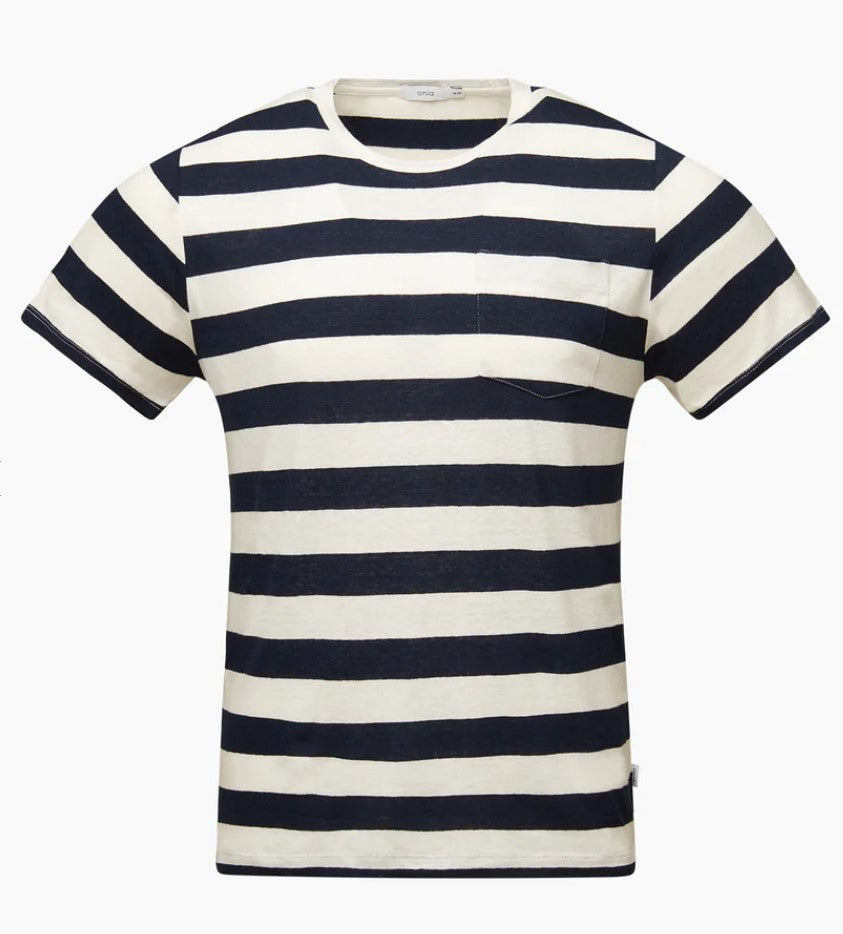 Wholesale,Onia, Onia Navy & White Stripe Linen Blend Tshirt, White, Medium-40-TagLSmall-38-TagLMedium-42-TagMSmall-38-TagSLarge-43-TagLSmall-39-TagL