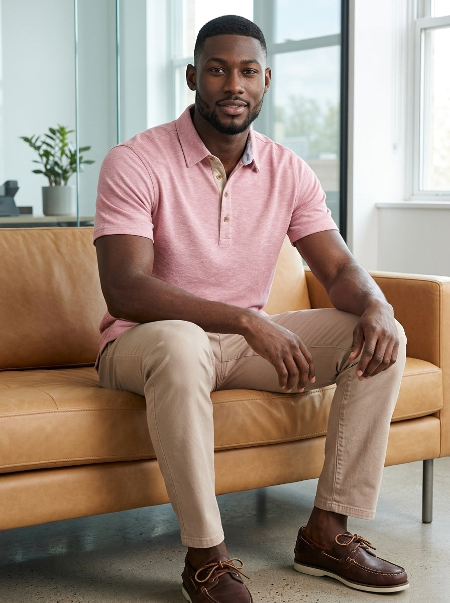 Wholesale,Nicoby Age of Wisdom, Nicoby Age of Wisdom Pink Slub Polynosic Polo, Pink, Extra Large-48-TagXL