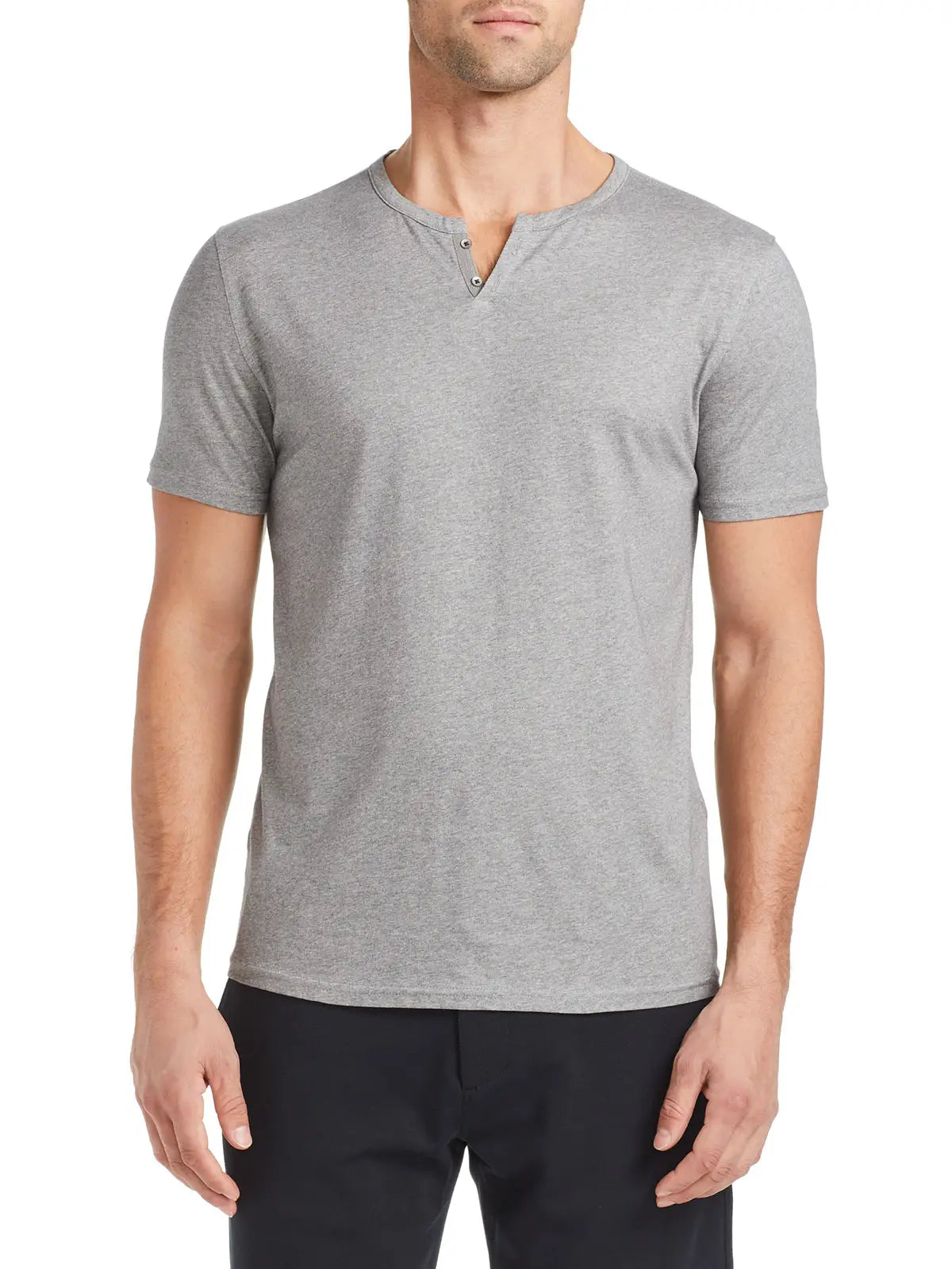 Faire,W.R.K., W.R.K Grey Heathered Short Sleeve Henley, Grey, Small-36-TagS