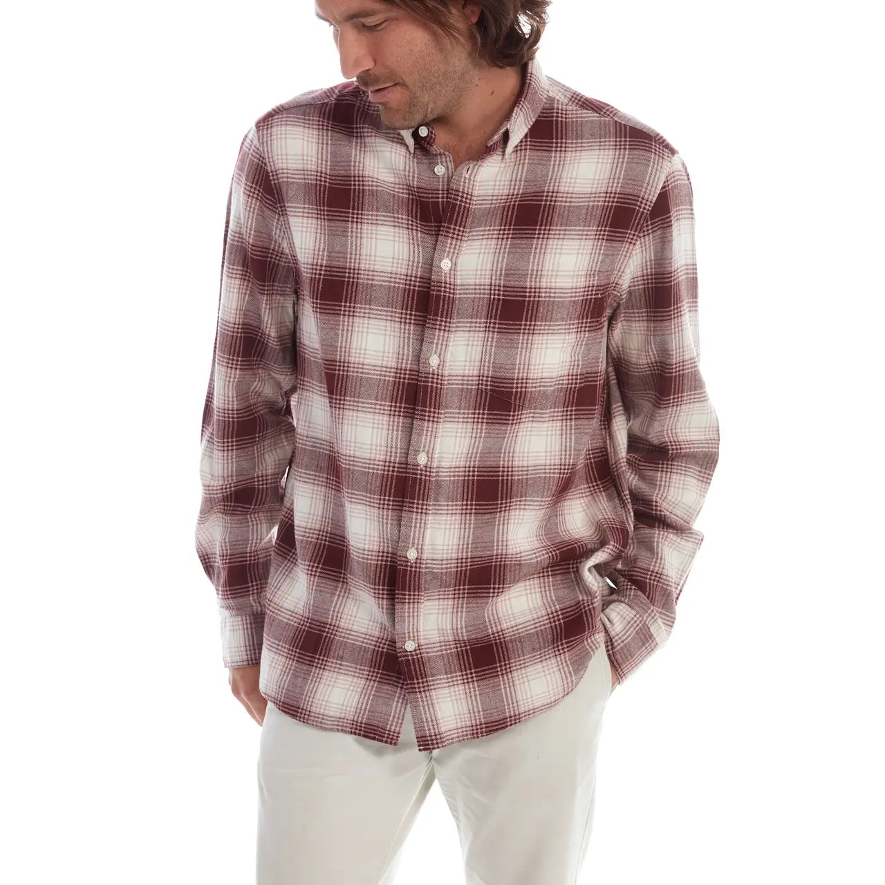 Faire,Miners Clothing Company, Miners Clothing Company Red Plaid Print Flannel, Red, Small-40-TagS