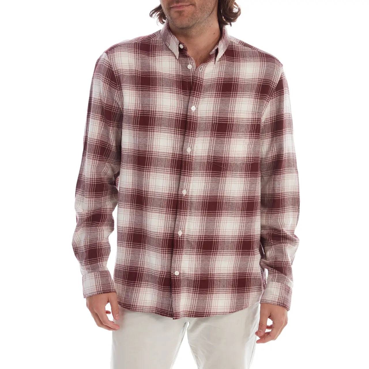 Faire,Miners Clothing Company, Miners Clothing Company Red Plaid Print Flannel, Red, Small-40-TagS