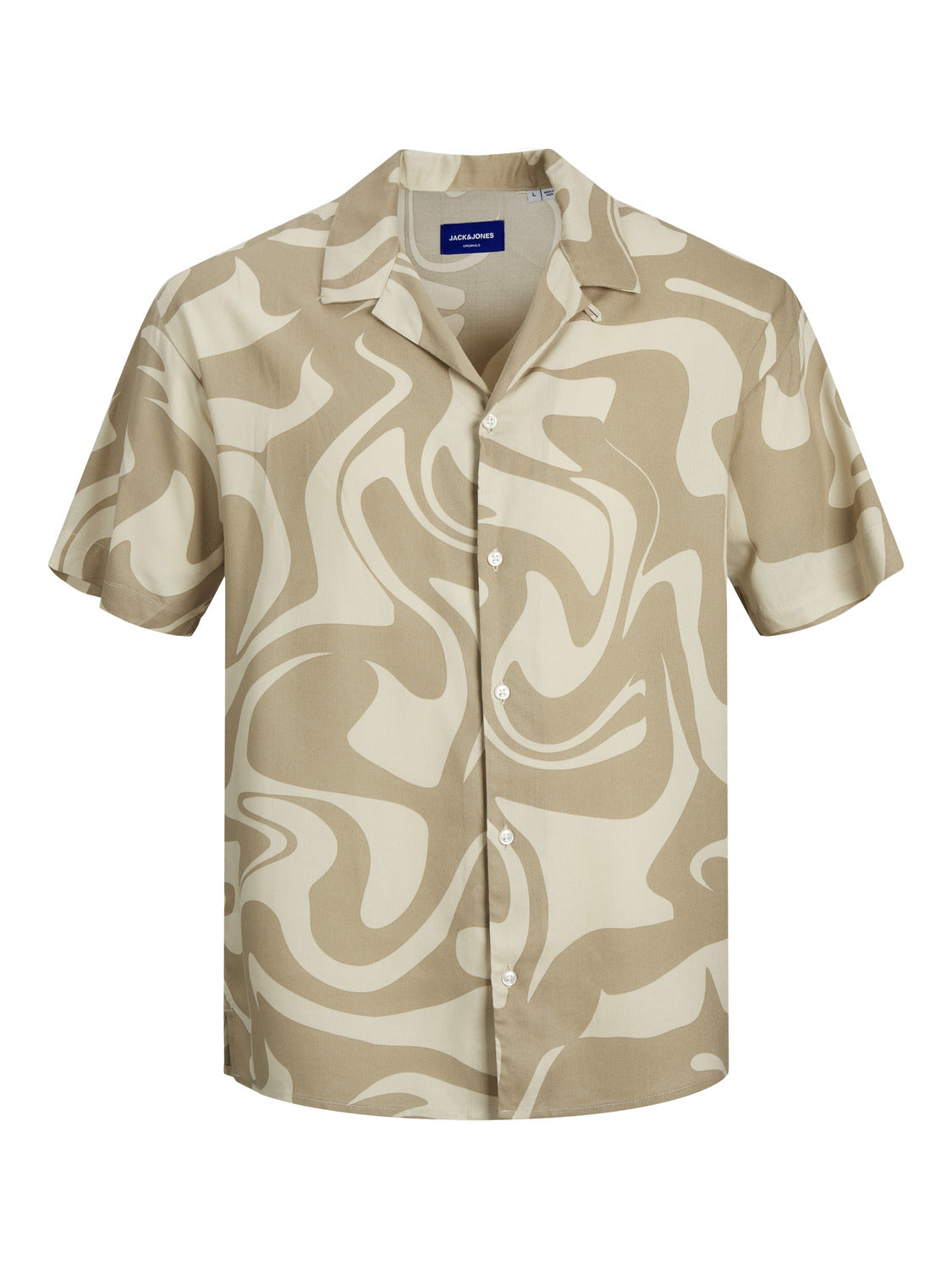 Wholesale,Jack & Jones, Jack & Jones Beige Abstract Print Resort Shirt Short Sleeve, Tan, Small-42-TagS