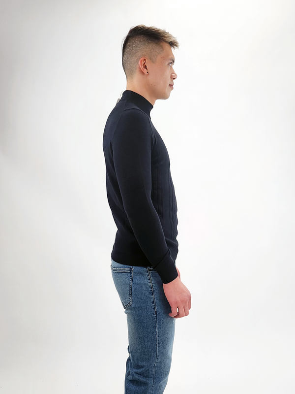 Jakamen Dark Navy Mockneck Textured Sweater