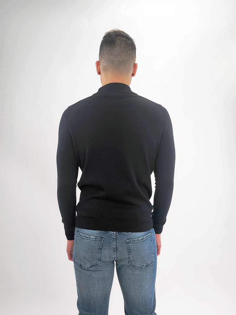 Jakamen Dark Navy Mockneck Textured Sweater