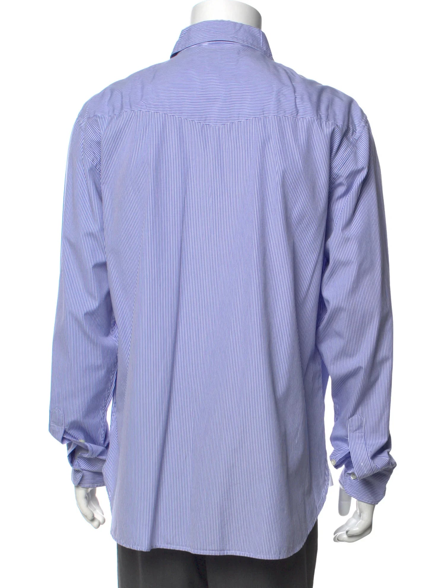 The RealReal,Officine Generale, Officine Generale Light Blue Micro Striped Long Sleeve Button Up Shirt With Front Chest Pocket, Blue, Large-47-TagXL