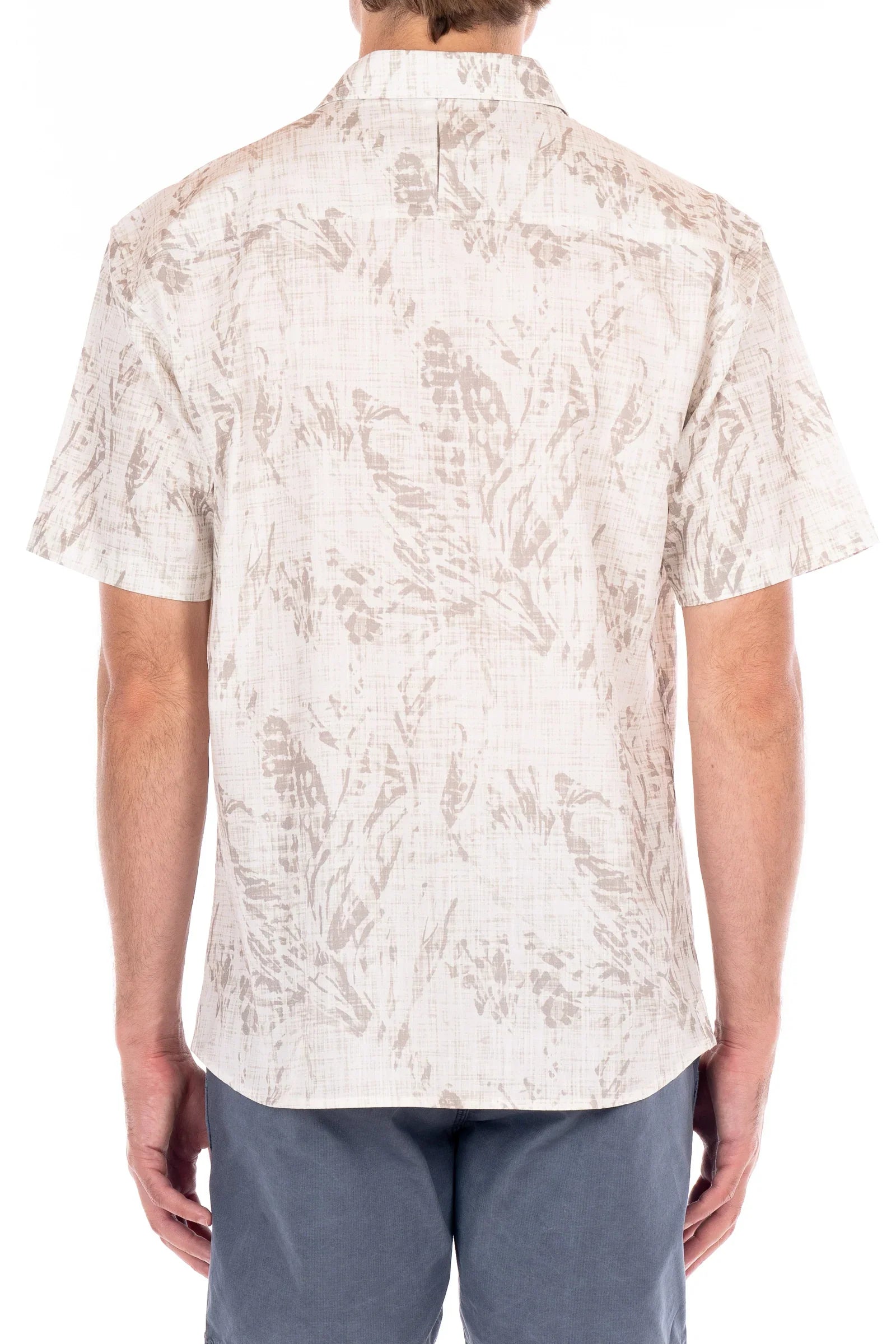 Wholesale,Original Paperbacks, Original Paperbacks Tan And Cream Abstract Floral Print Button Up Short Sleeve Shirt, Tan, Large-47-TagXL
