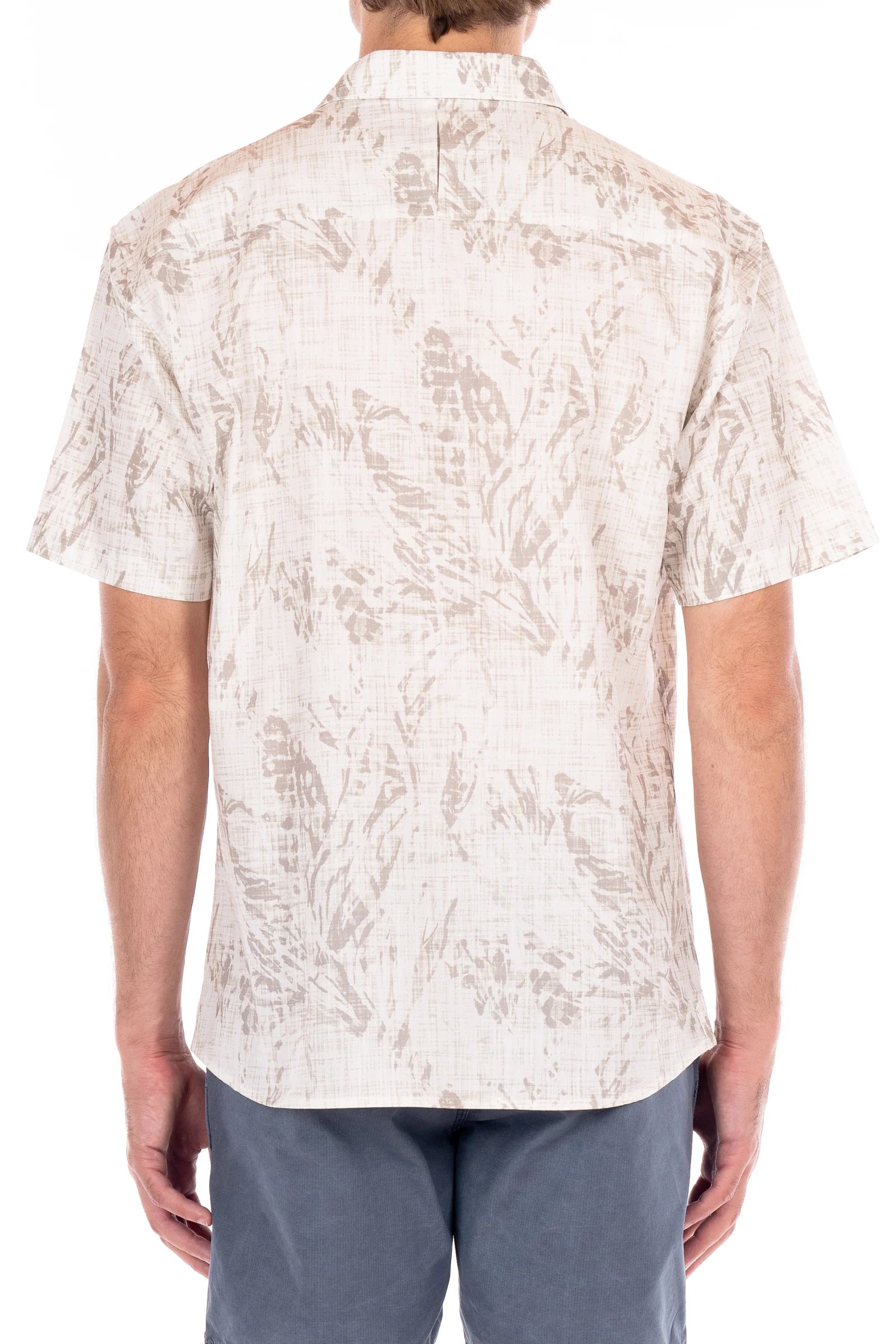 Wholesale,Original Paperbacks, Original Paperbacks Tan And Cream Abstract Floral Print Button Up Short Sleeve Shirt, Tan, Large-47-TagXL