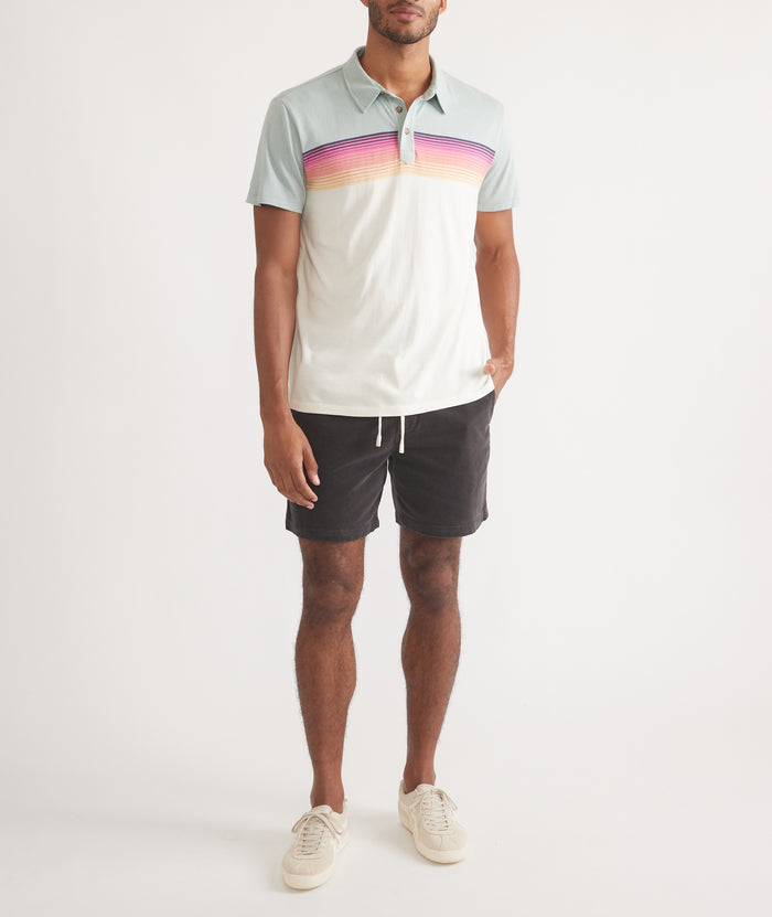 Wholesale,Marine Layer, Marine Layer Blue/Cream Colorblock Striped Polo, Blue, Small-40-TagSMedium-43-TagMLarge-45-TagLExtra Large-48-TagXLExtra Extra Large-51-TagXXL