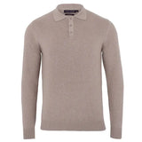 Paul James Tan Knit Button Up Longsleeve Polo