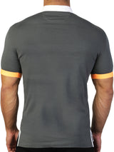 ,Maceoo, Maceoo Grey Short Sleeve Polo with White/Yellow Contrast, Grey, Small-39-TagM