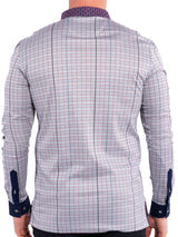 ,Maceoo, Maceoo Grey Plaid Polo with Monkey Print Contrast, Grey, Medium-41-TagM
