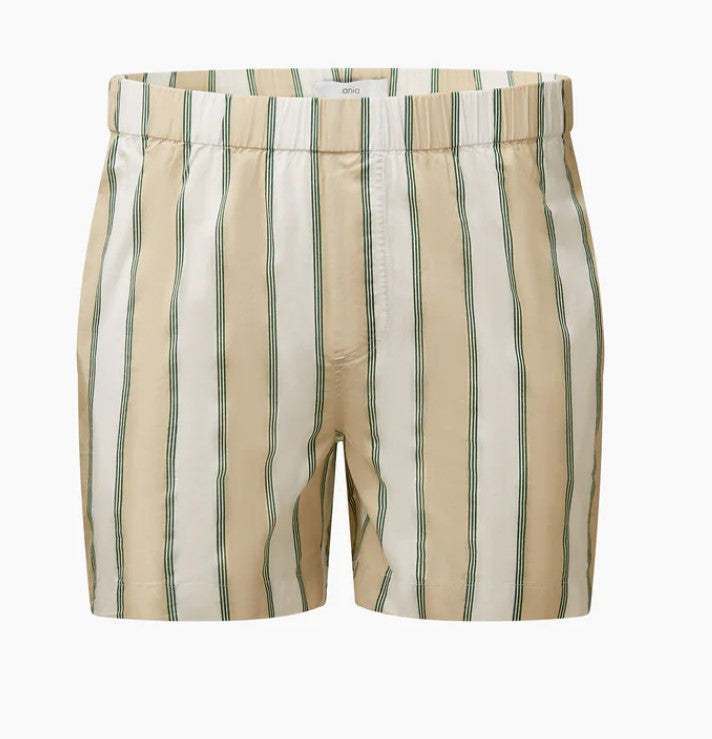 Wholesale,Onia, Onia Beige & Green Stripe Poplin Short, Tan, 34W-4.5L-TagL