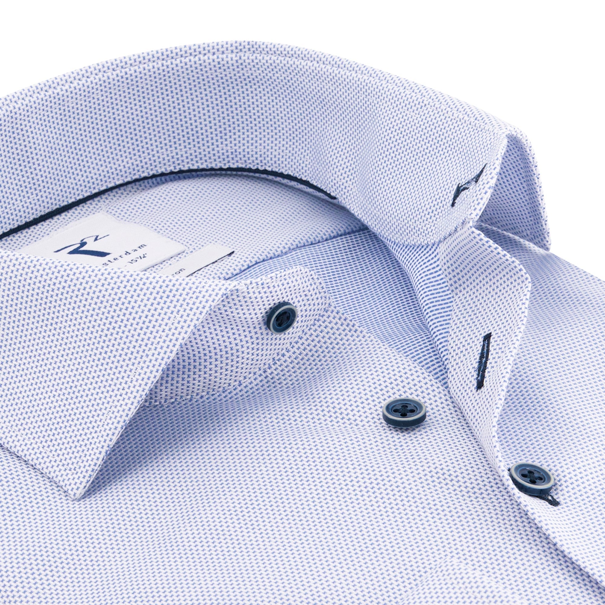 Brand Partner,R2 Amsterdam, R2 Amsterdam Light Blue Textured Button Up Shirt, Blue, Extra Large-50-TagXL