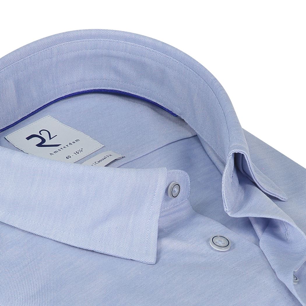 Brand Partner,R2 Amsterdam, R2 Amsterdam Light Blue Cotton Poly Knit Long Sleeve Button Up Shirt, Blue, Extra Extra Large-56-TagXXL