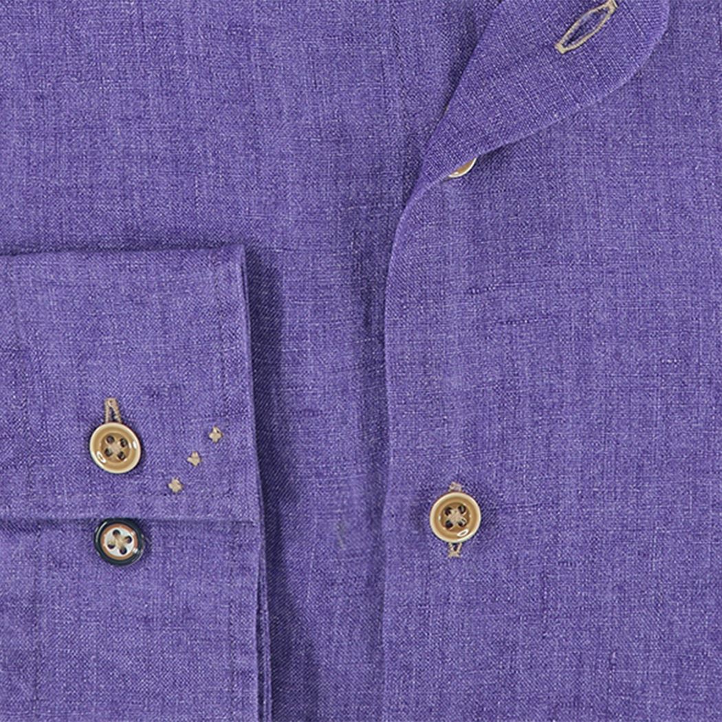 Brand Partner,R2 Amsterdam, R2 Amsterdam Purple Linen Long Sleeve Button Up Shirt, Purple, Extra Extra Large-53-TagXXL