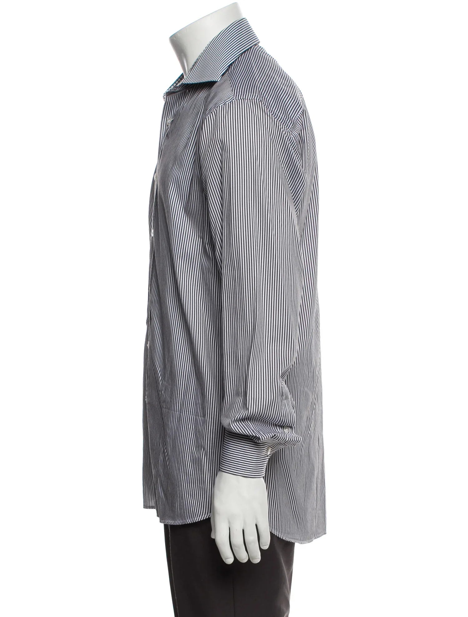 The RealReal,Reformation, Reformation Charcoal & White Striped Slim Fit Long Sleeve Dress Shirt, Grey, Medium-44-TagM