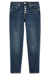 Reiss Bailey Dark Blue Slim Fit Mid Rise Cropped Buttonfly Jeans