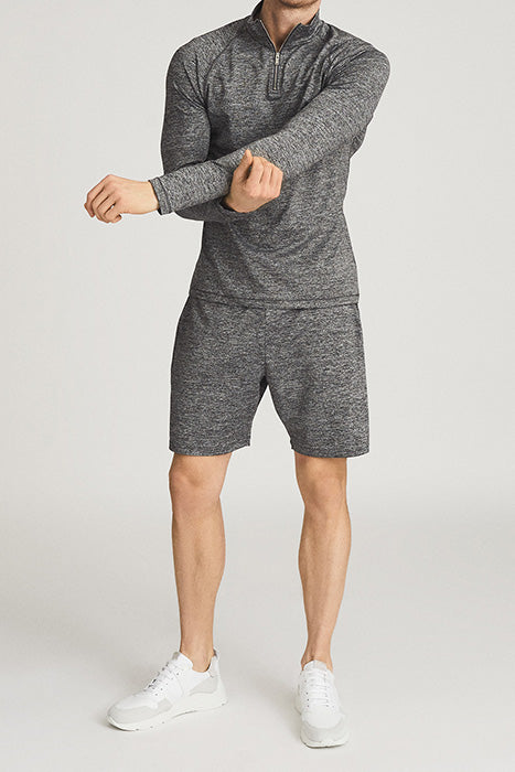 Otrium,Reiss, Reiss Heather Grey Performance Knit Quarter Zip Pullover, Grey, Medium-40-TagL